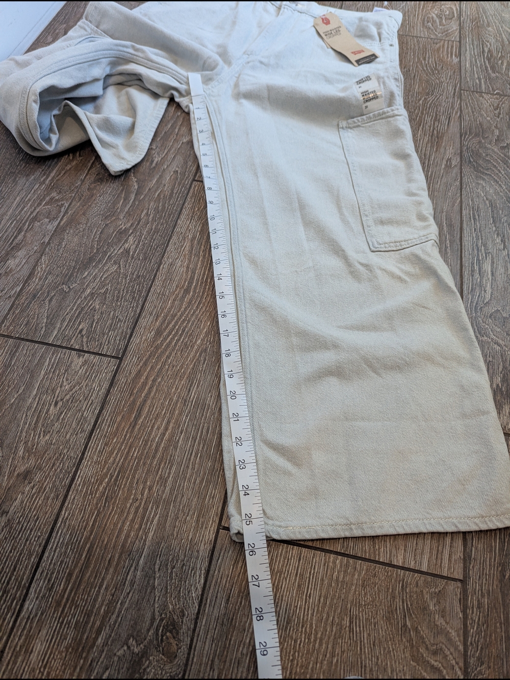 Levi's High Waisted Wide Leg Crop Jeans Utility Cotton Denim Size 31 Light Wash - Picture 10 of 11